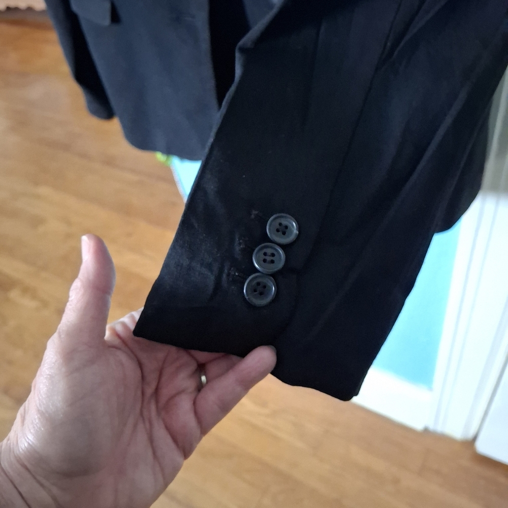 Banana Republic Stretch Womens Sz 10 Black Wool Blazer Summer Weight Vntg Excel - Picture 10 of 15